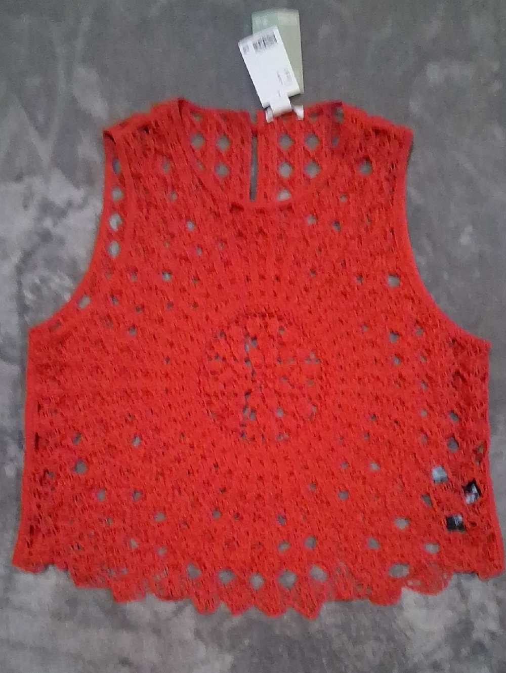 H&M Bright Red Crochet Crop Tank Top